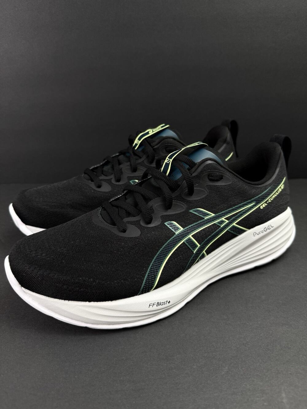ASICS Gel-Cumulus 27 Men’s 11.5 Running Shoes Black Green 1011B960 NEW